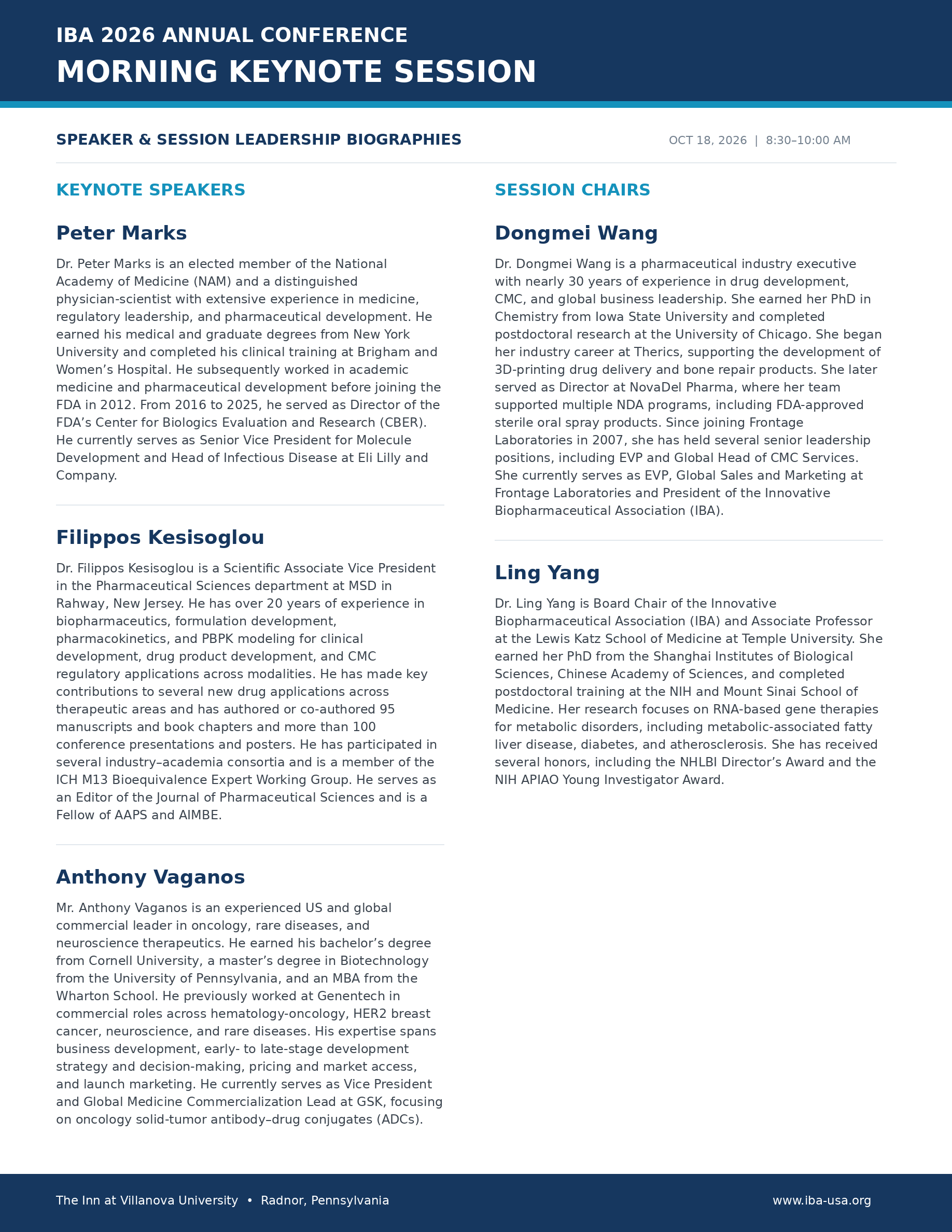 Program page 4: Morning Keynote Biographies