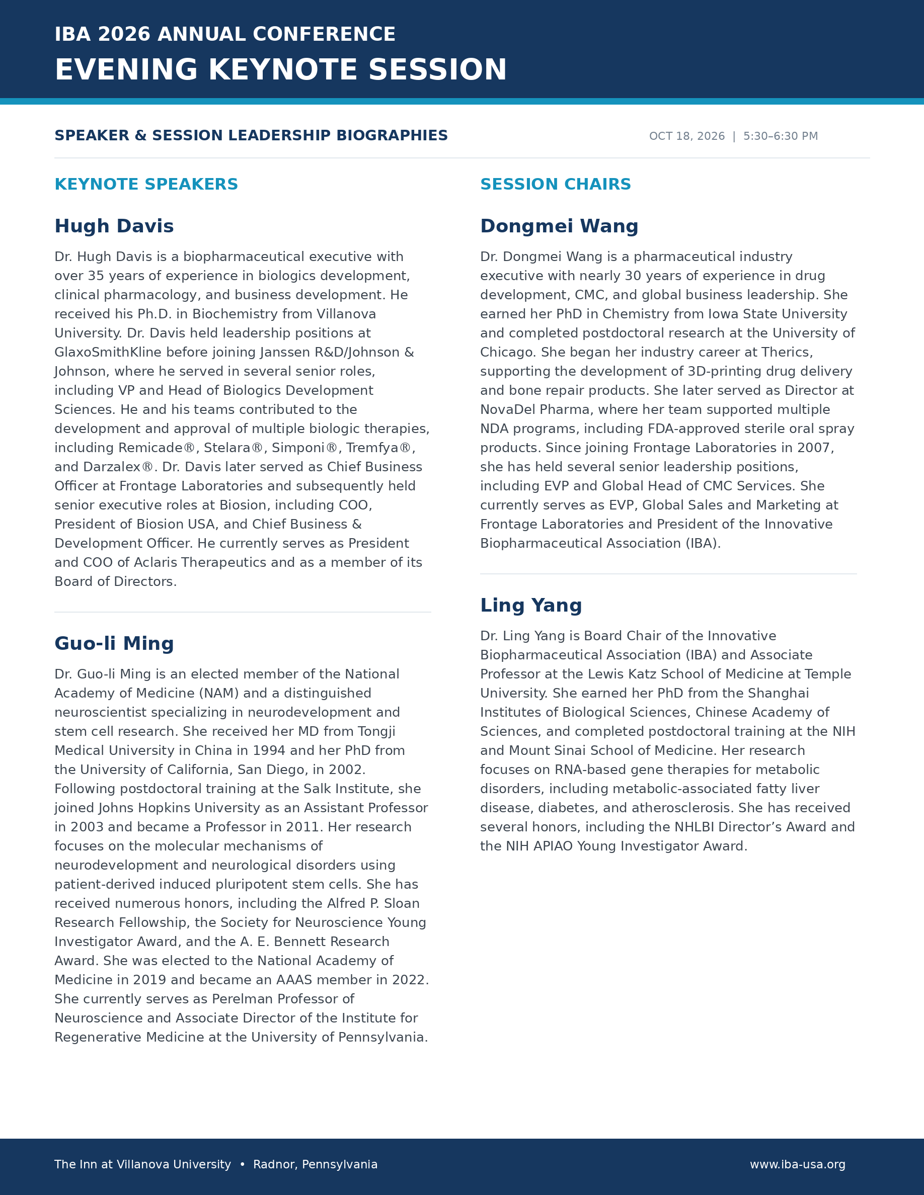 Program page 6: Evening Keynote Biographies