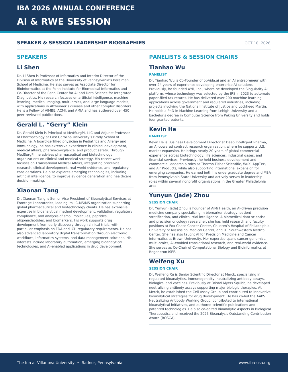 Program page 8: AI & RWE Biographies