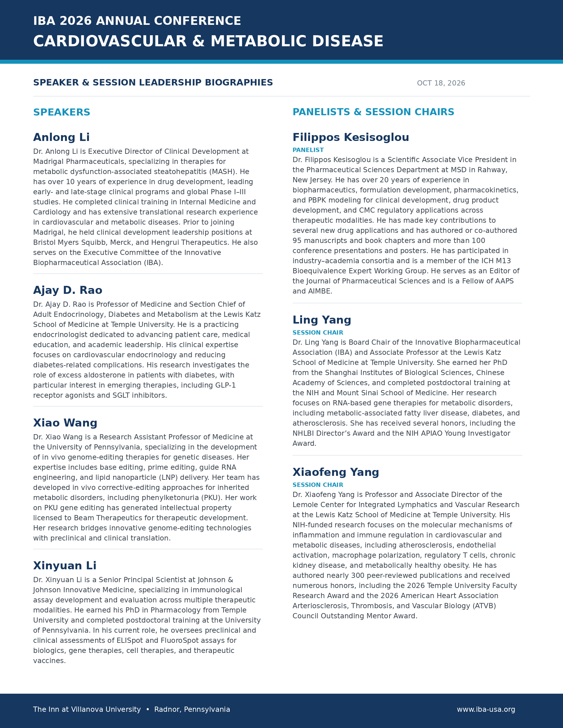 Program page 10: Cardiovascular Biographies