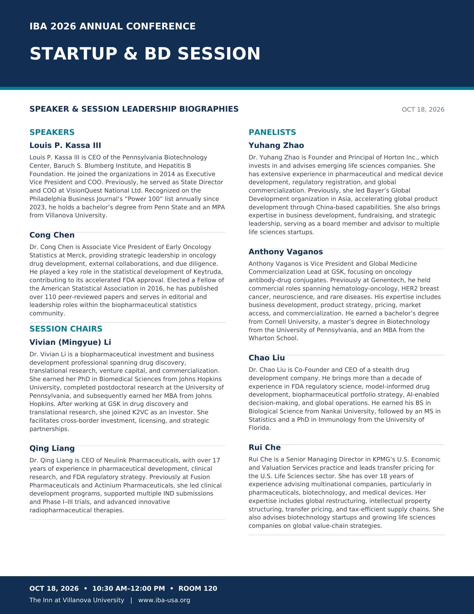 Program page 12: Startup Biographies