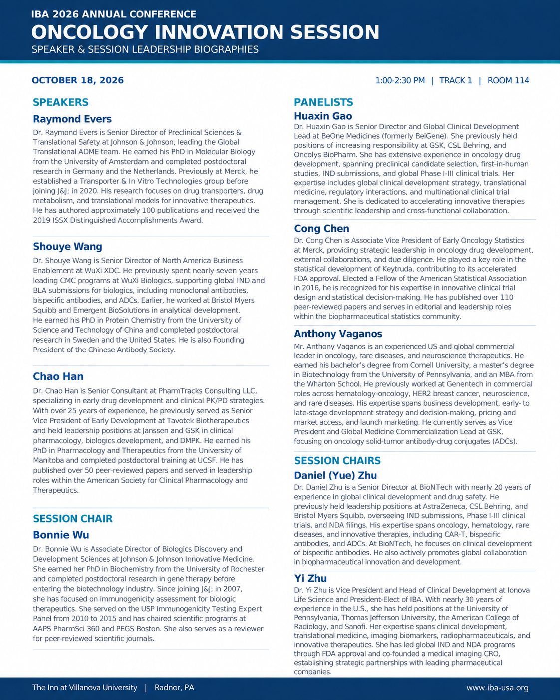 Program page 14: Oncology Biographies