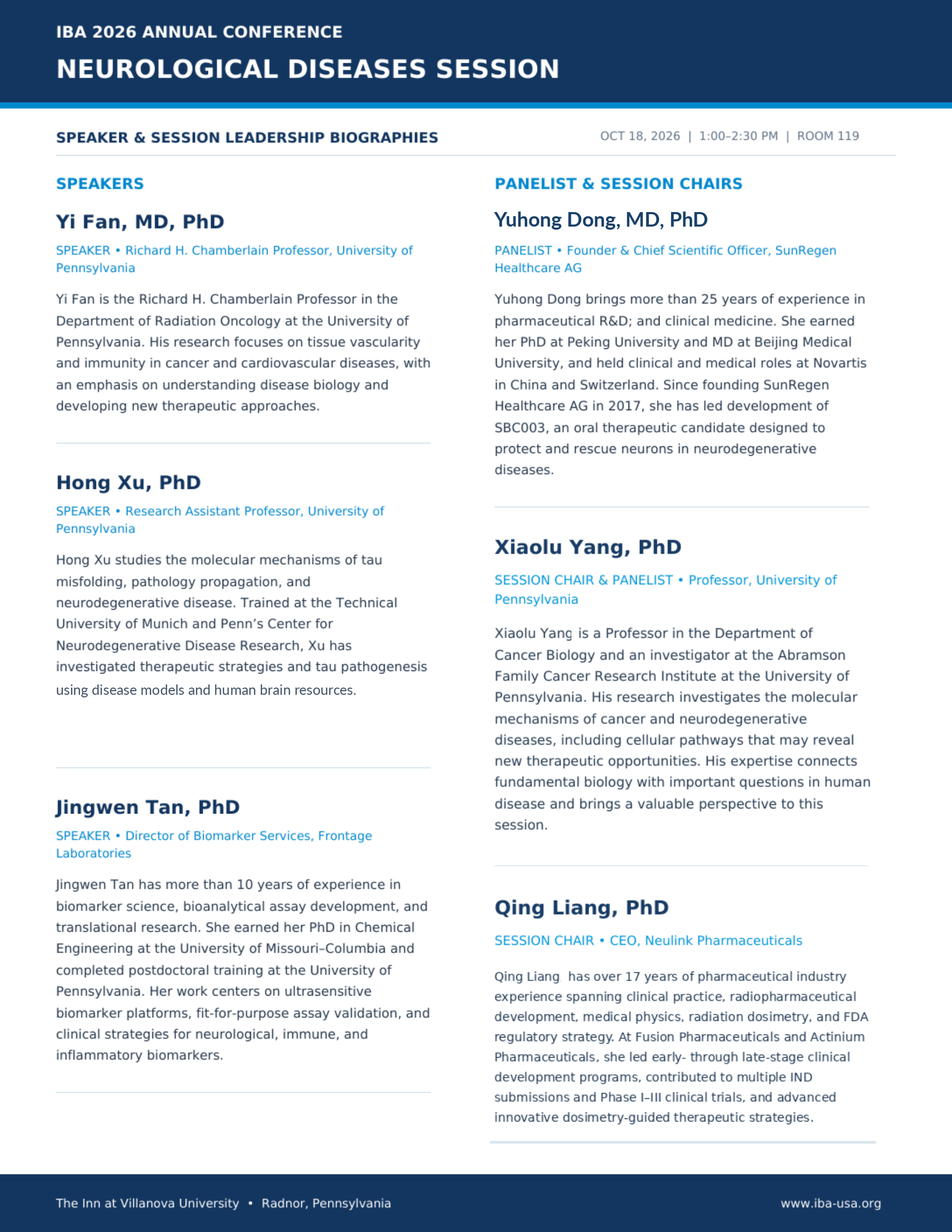 Program page 16: Neurological Biographies