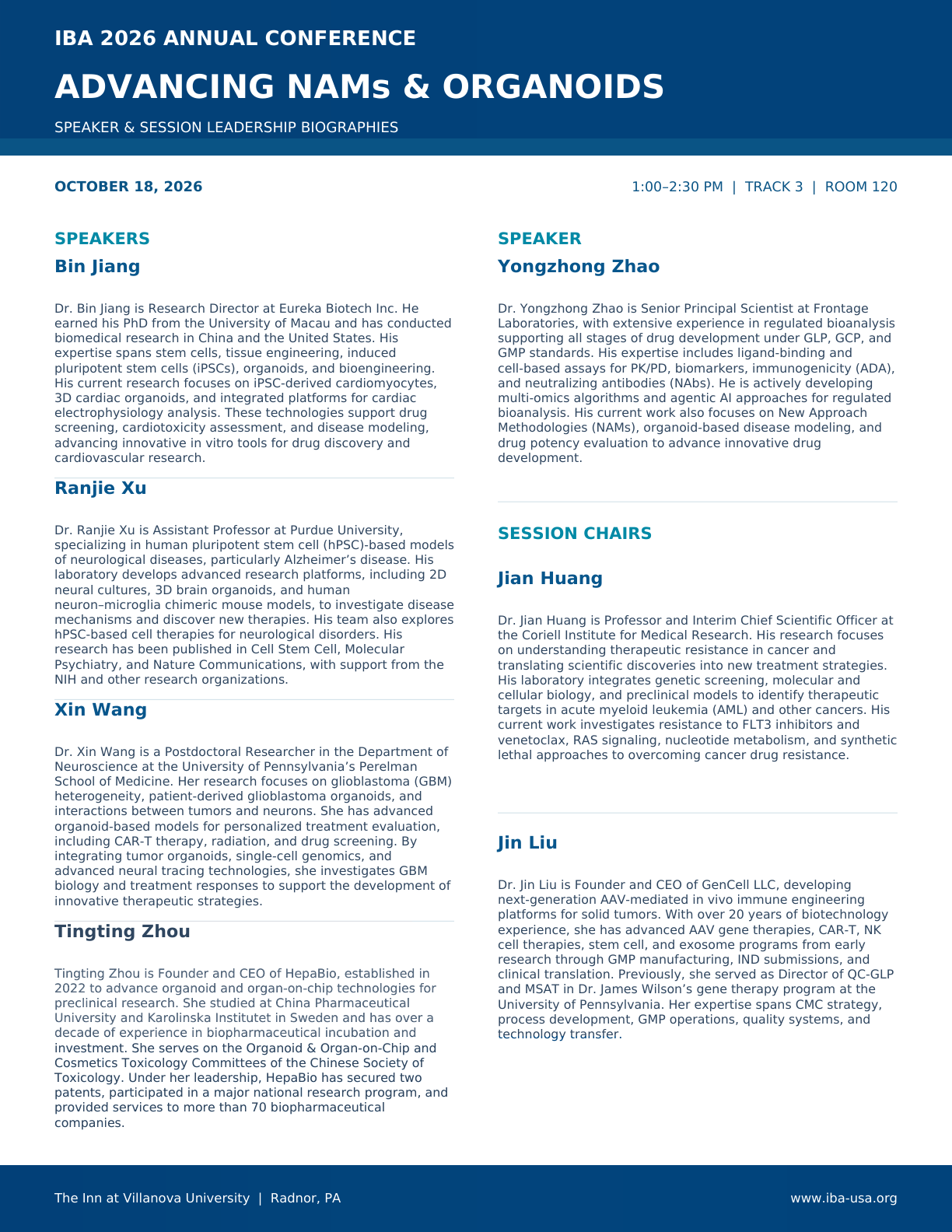Program page 18: NAMs & Organoids Biographies