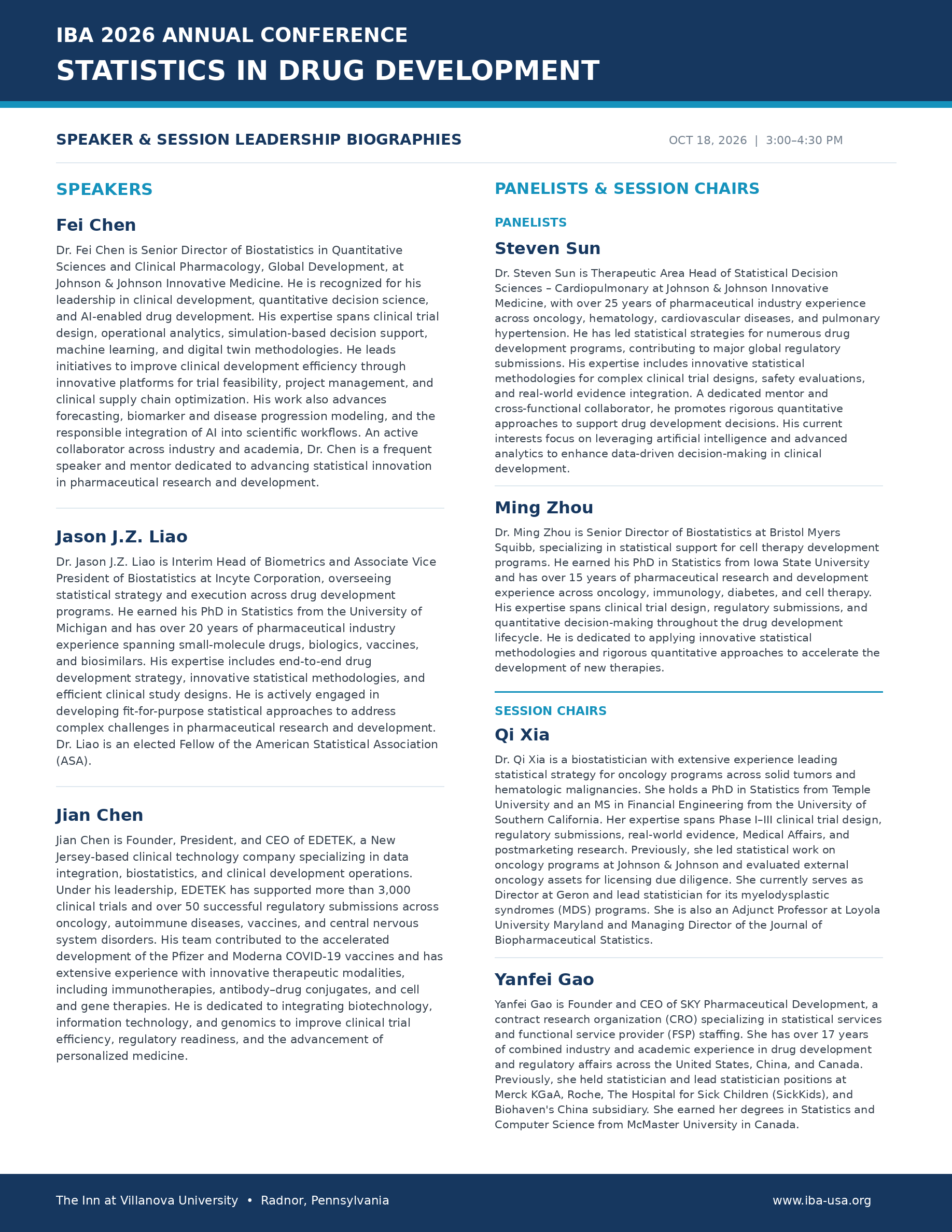 Program page 20: Statistics Biographies