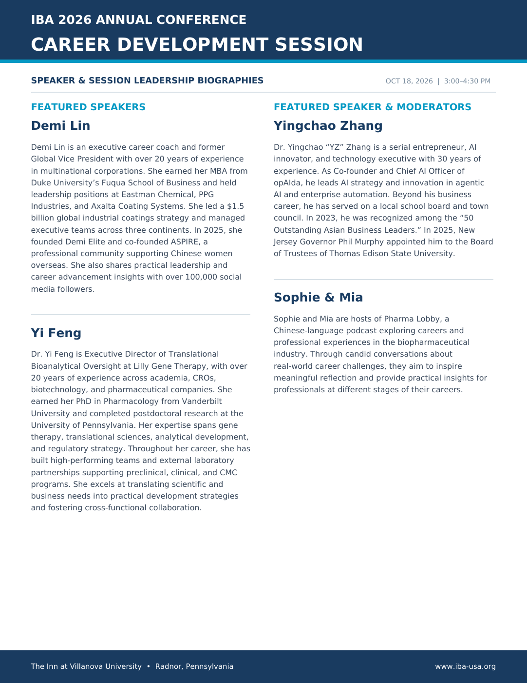 Program page 24: Career Biographies